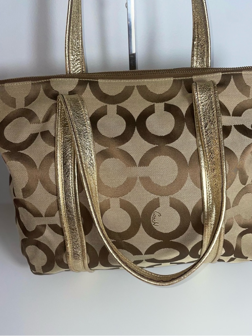 Coach Poppy 2009 Gold Metallic Op Art Glam Tote 13826 - Picture 9 of 16